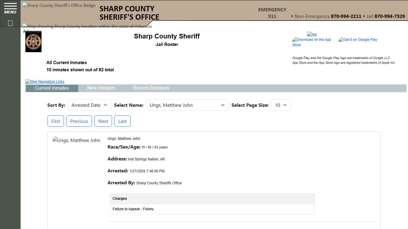 Inmate Roster - Released Inmates Booking Date Descending - Sharp County Sheriff AR