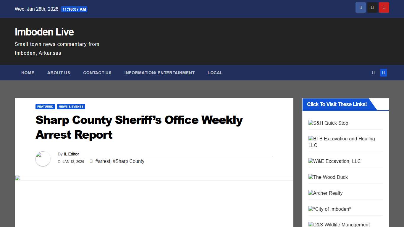 Sharp County Sheriff’s Office Weekly Arrest Report – Imboden Live